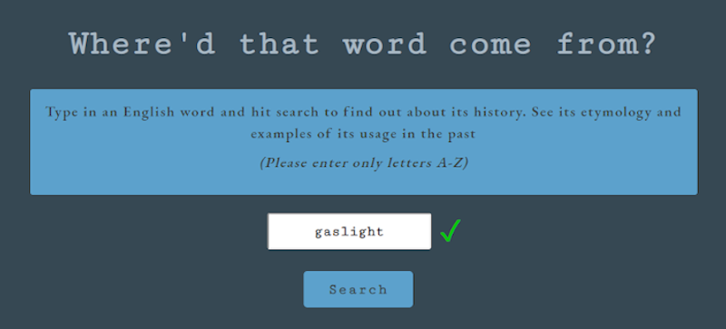 Screenshot of valid search